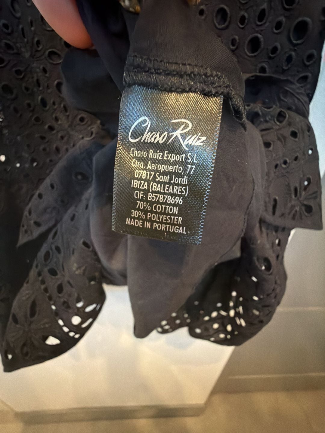 Charo Ruiz Jean Mini Dress Size S Black Eyelet Ruffle 4