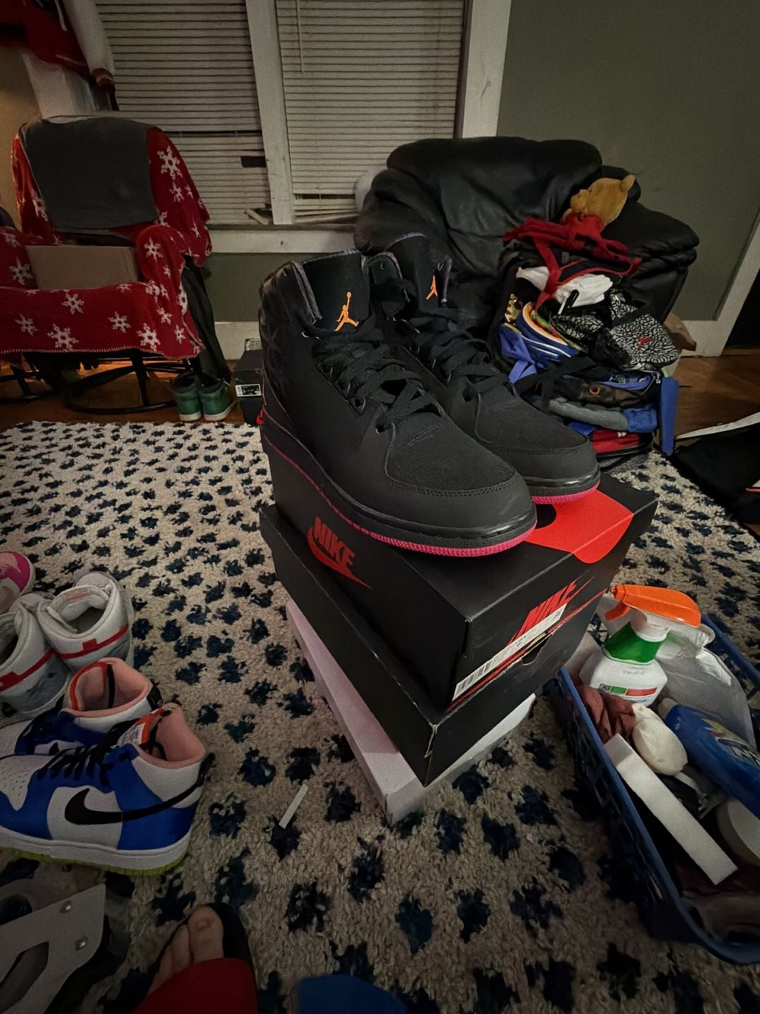 Jordan 1 Flight 3 Black/Orange/Pink Sneakers Size 9 Y or 10.5 W 2