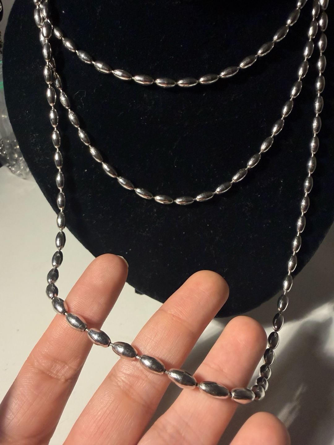 Napier Silver Tone Oval Bead Long Necklace 4