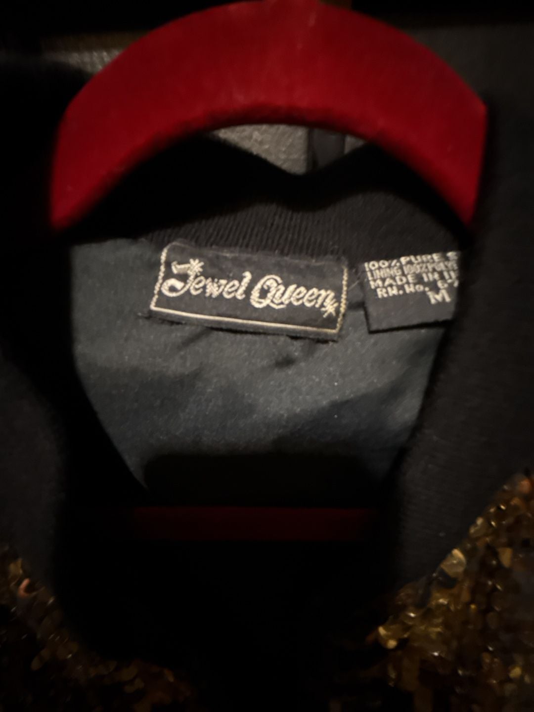 Jewel Queen Sequin Bomber Jacket Size M Gold Silver Silk 4