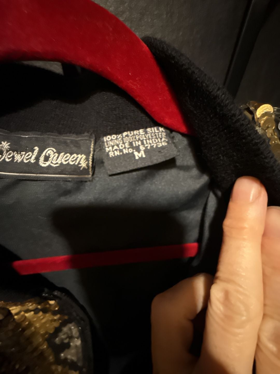 Jewel Queen Sequin Bomber Jacket Size M Gold Silver Silk 5