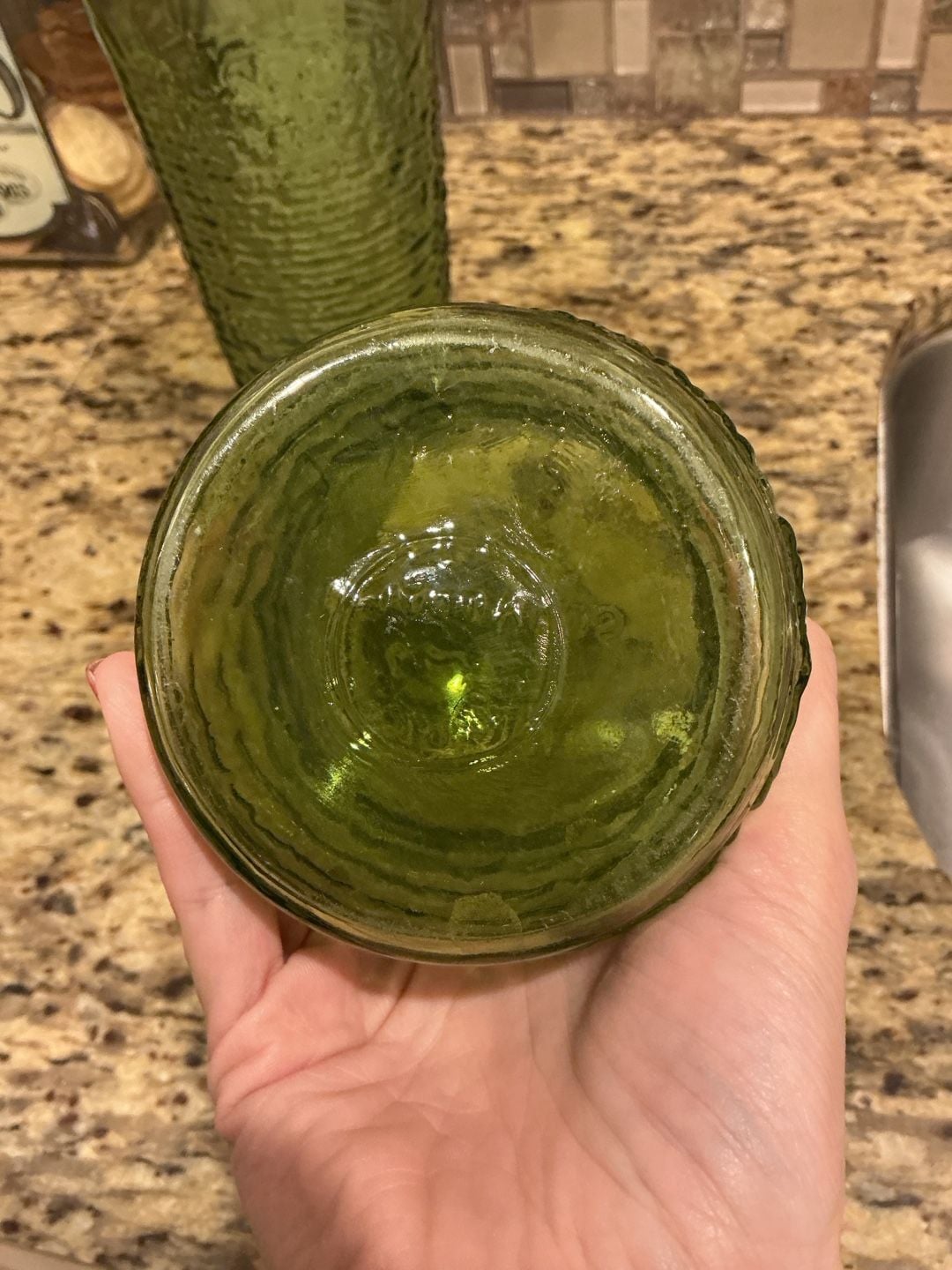Anchor Hocking Soreno Avocado Green Flower Vase Set 9 In. 3