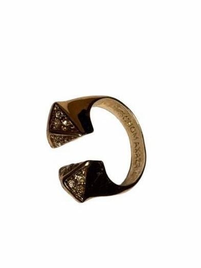BCBGMaxazria Gold Tone Pave Pyramid Open Ring 7