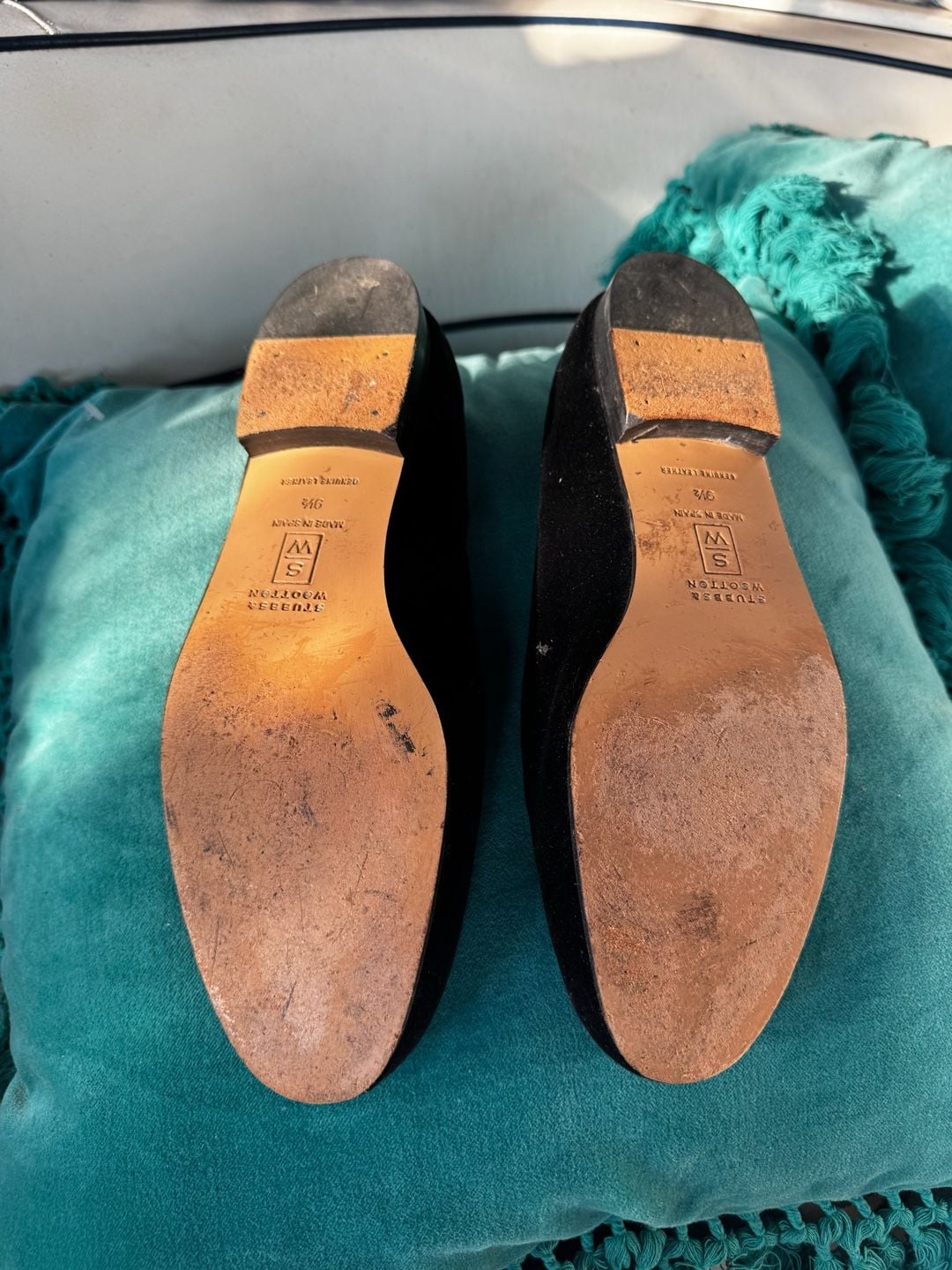 Stubbs & Wootton Black Velvet Slippers Embroidered Crest Loafers men’s 9.5 5