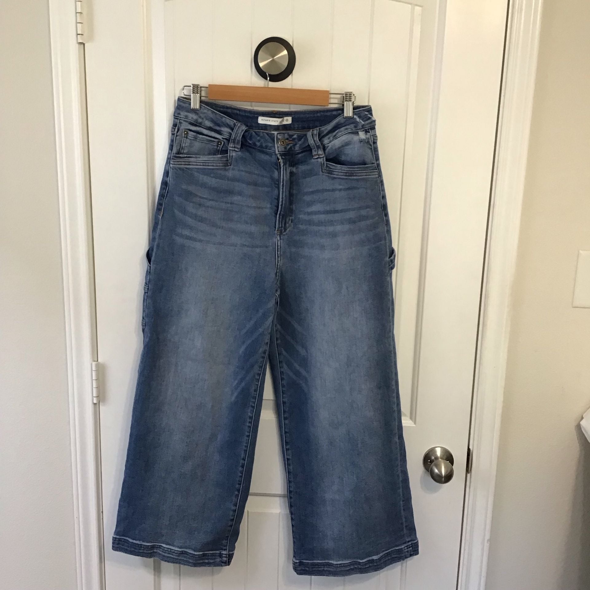 Altar'd State High Waist Wide Leg Jeans Size 31 Blue Mica Denim Crop 3