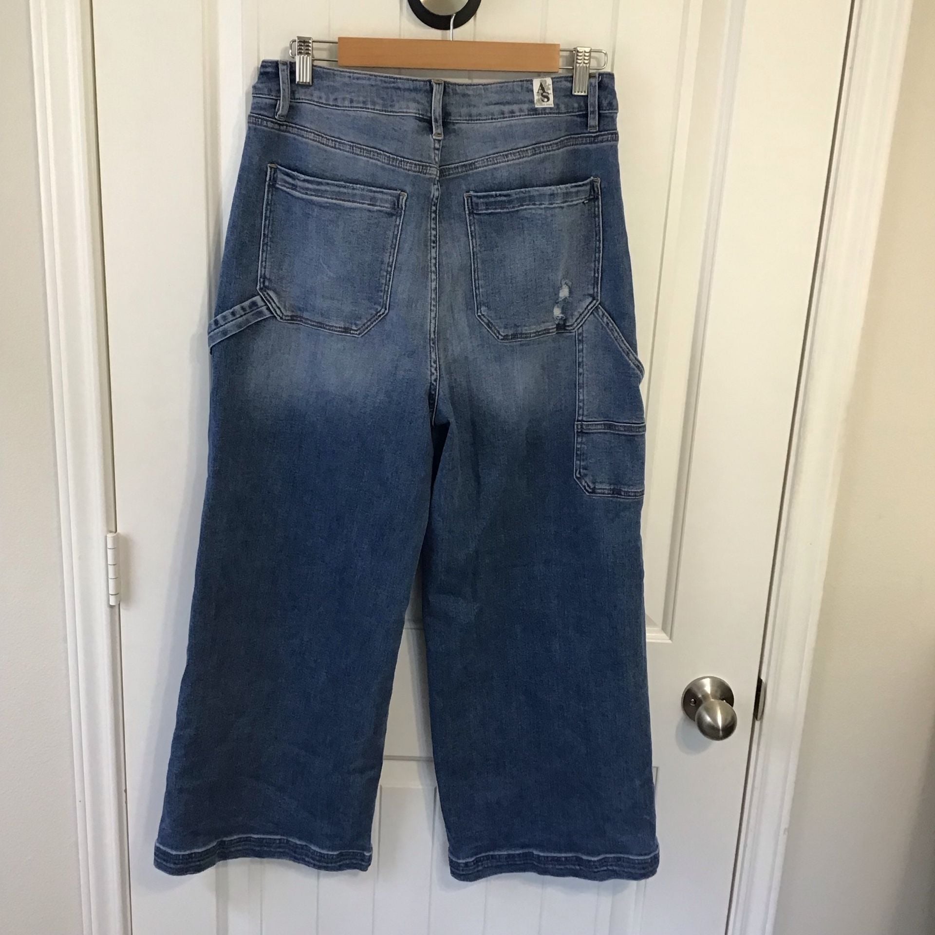 Altar'd State High Waist Wide Leg Jeans Size 31 Blue Mica Denim Crop 4