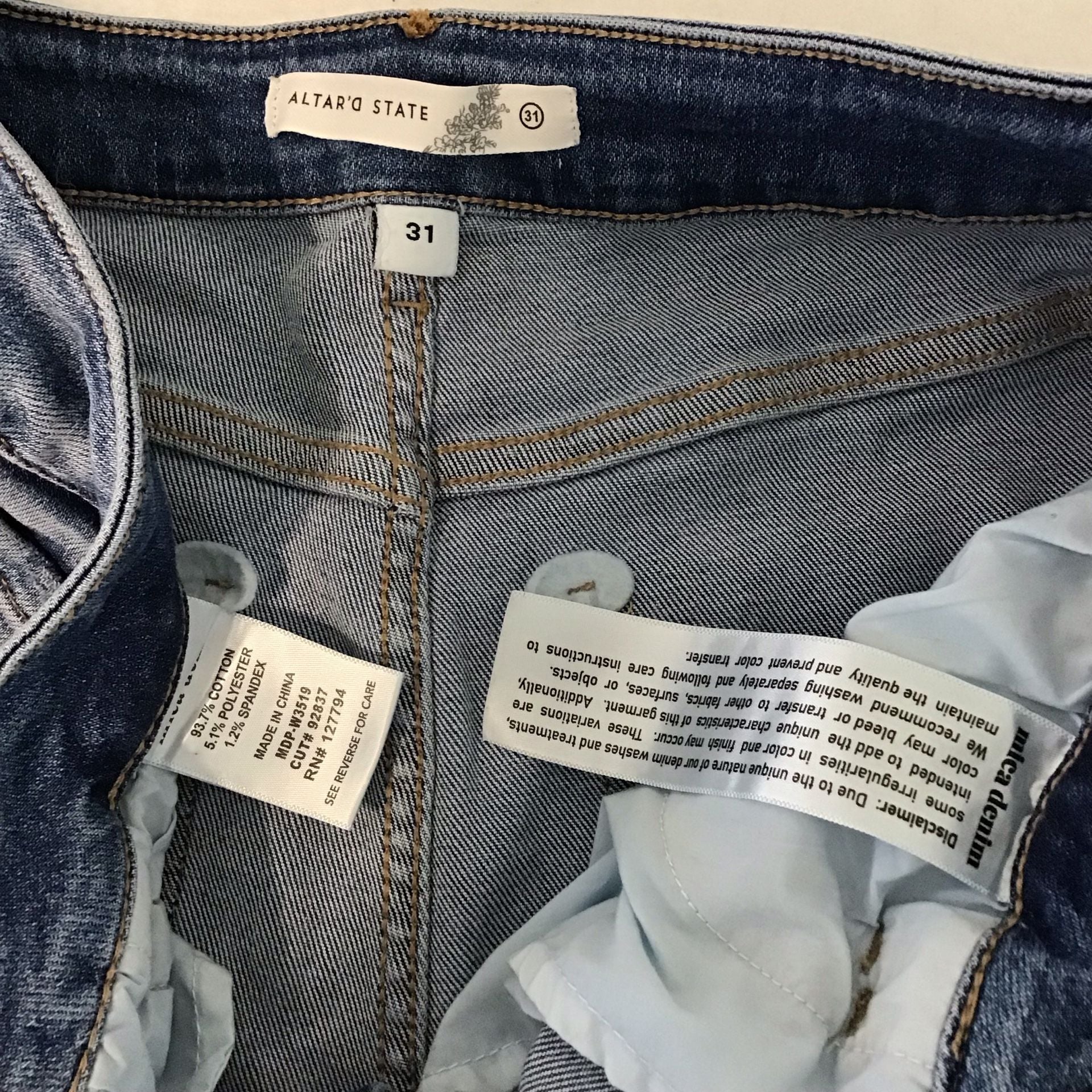Altar'd State High Waist Wide Leg Jeans Size 31 Blue Mica Denim Crop 8