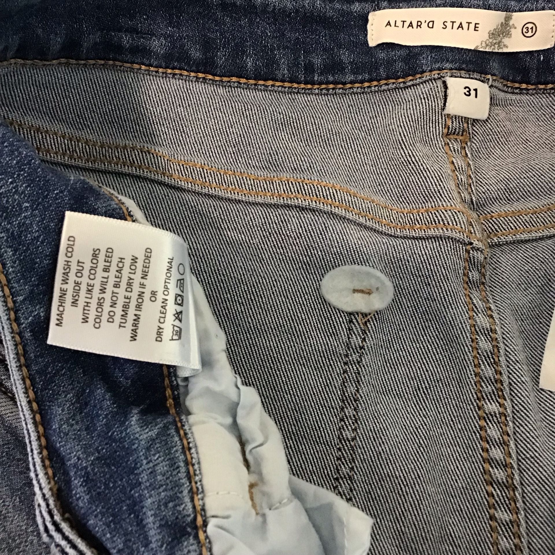 Altar'd State High Waist Wide Leg Jeans Size 31 Blue Mica Denim Crop 9