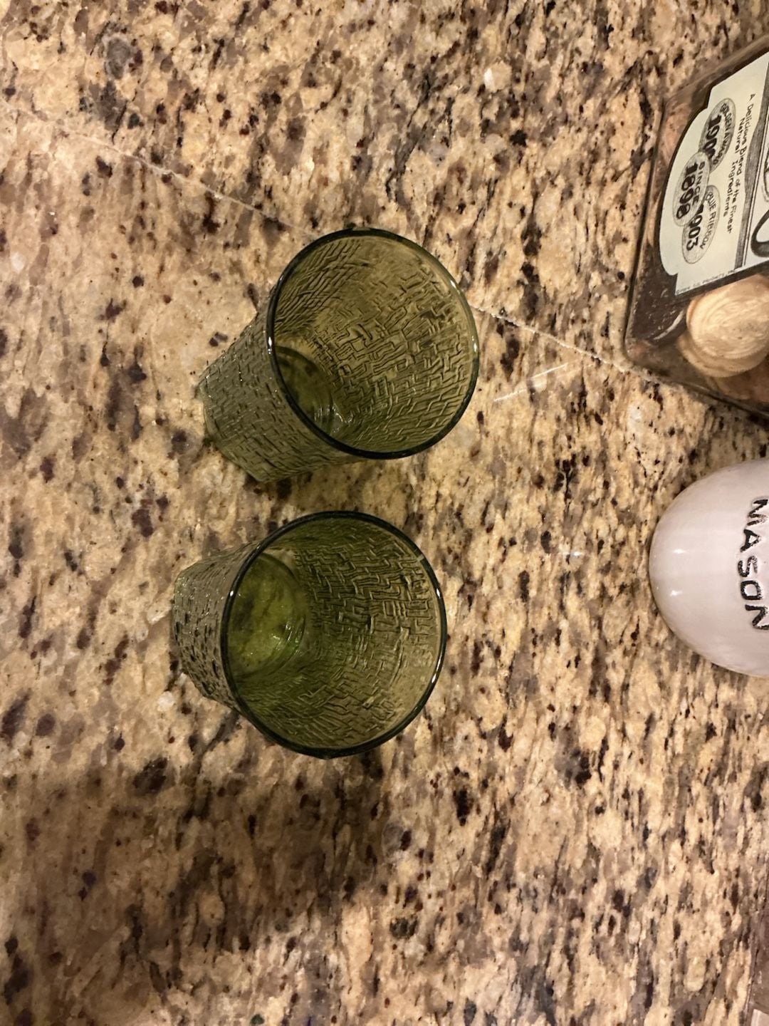 Anchor Hocking Pagoda Avocado Green Tree Bark Tumblers Set Of 2 3