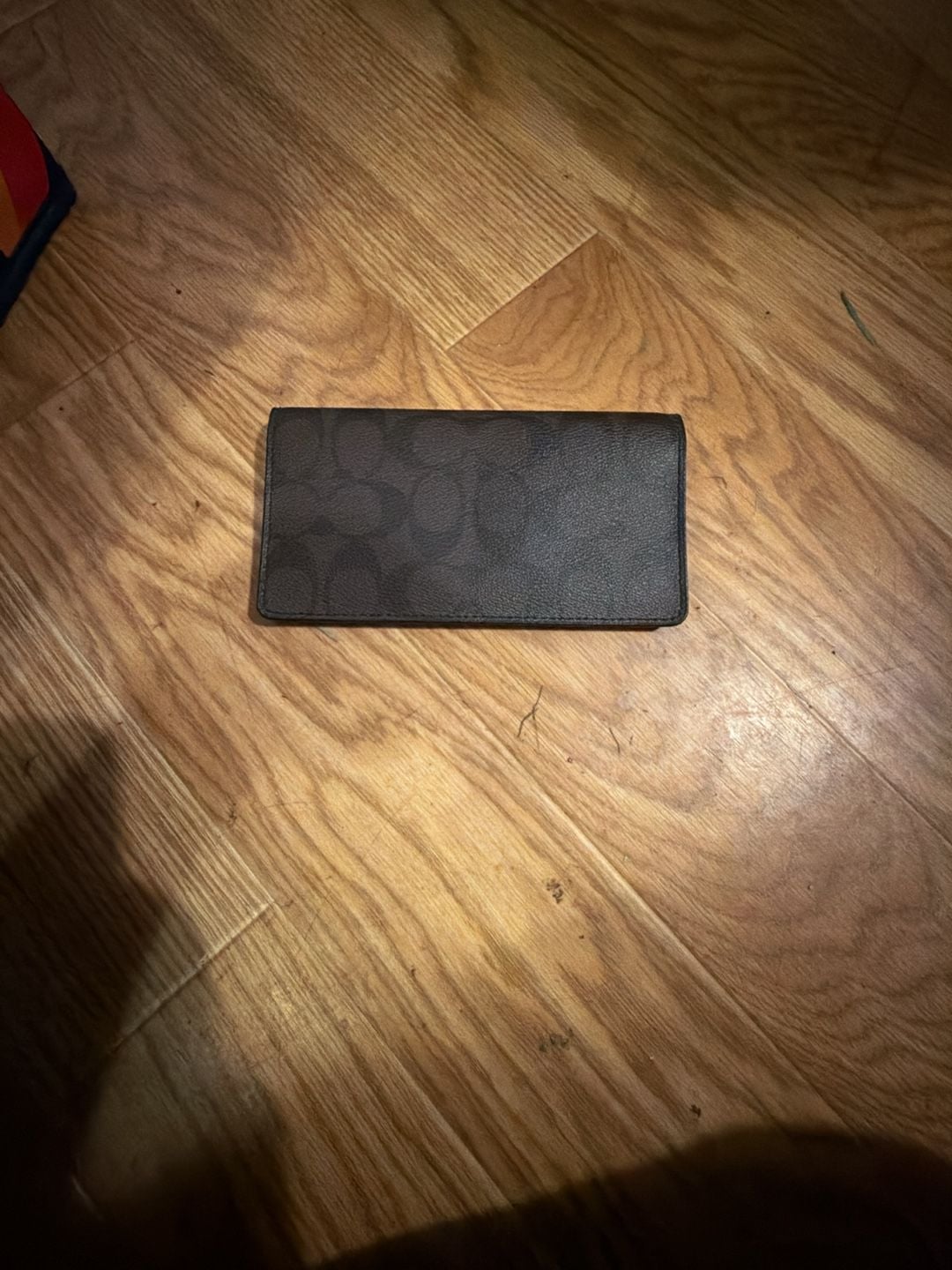 Coach Signature Checkbook Wallet Black Brown Canvas Leather 2