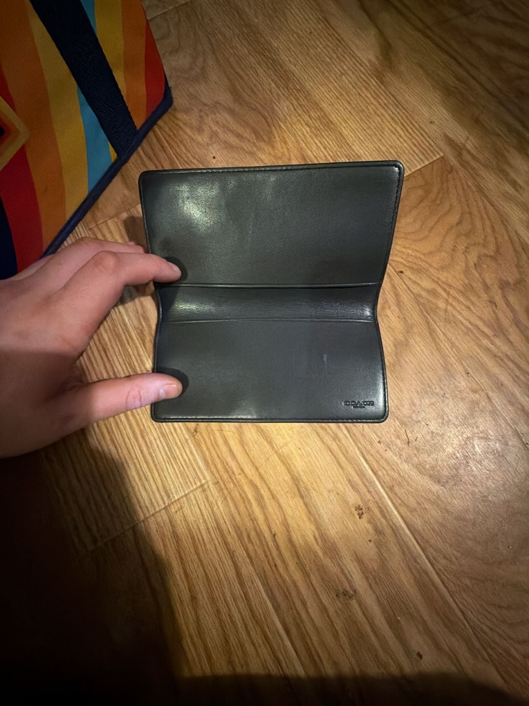 Coach Signature Checkbook Wallet Black Brown Canvas Leather 3
