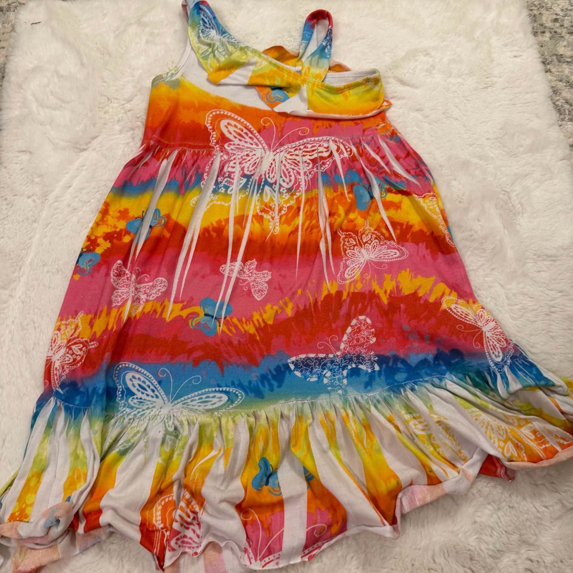 iiniim Girls Summer Sleeveless Straps Bohemian Beach Dress Flower Print Rainbow Beach Sundress 3-12 A Rainbow Color 5-6 - Business Supplies, 3