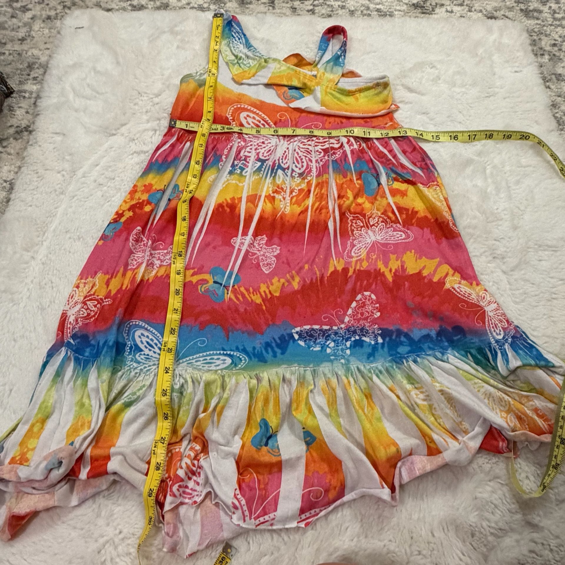 iiniim Girls Summer Sleeveless Straps Bohemian Beach Dress Flower Print Rainbow Beach Sundress 3-12 A Rainbow Color 5-6 - Business Supplies, 4