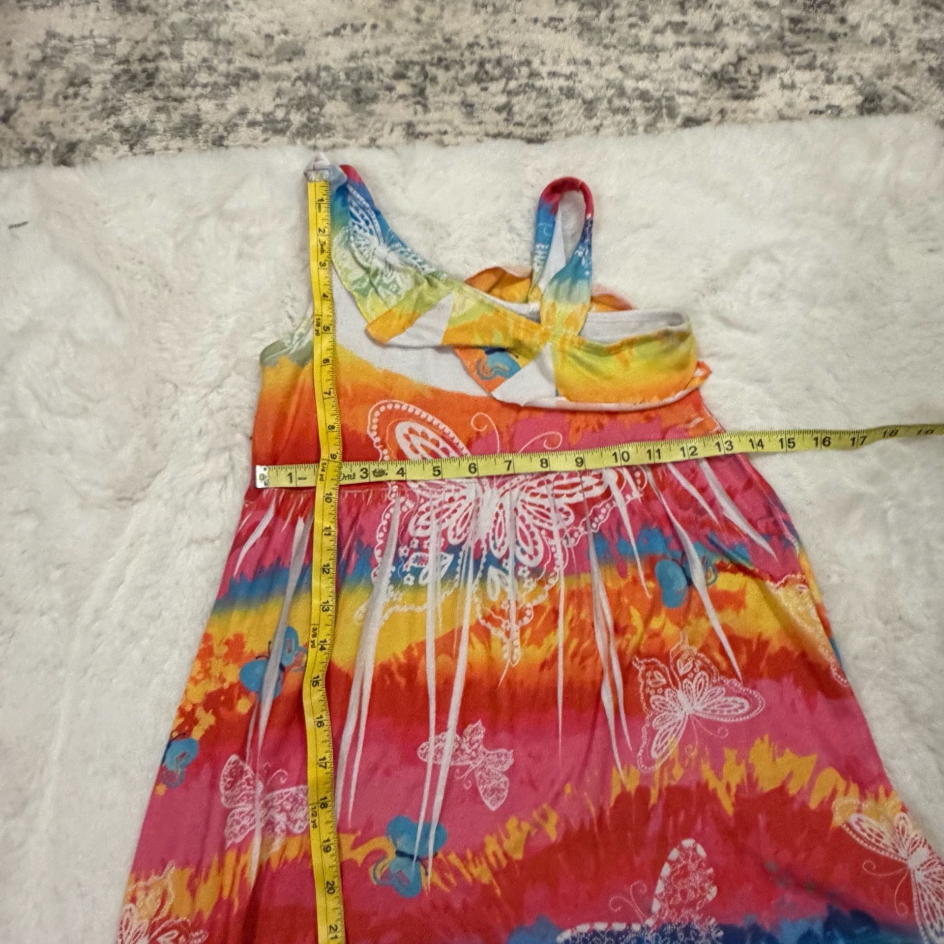 iiniim Girls Summer Sleeveless Straps Bohemian Beach Dress Flower Print Rainbow Beach Sundress 3-12 A Rainbow Color 5-6 - Business Supplies, 5
