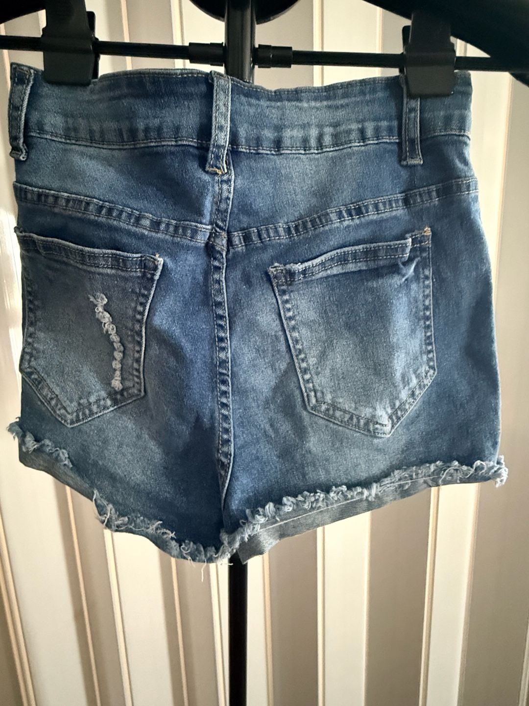 Shein Ripped Denim Shorts Size 28 Blue Distressed Raw Hem Jean 3