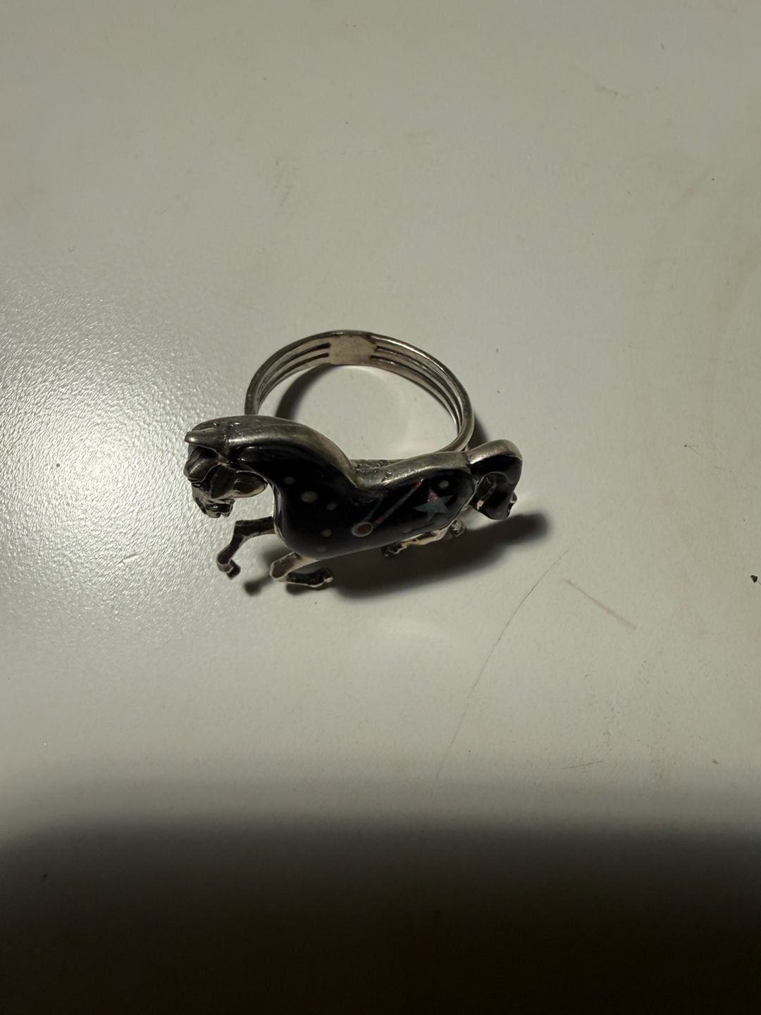 Philip's Sterling Silver Prancing Horse Opal Inlay Ring 5