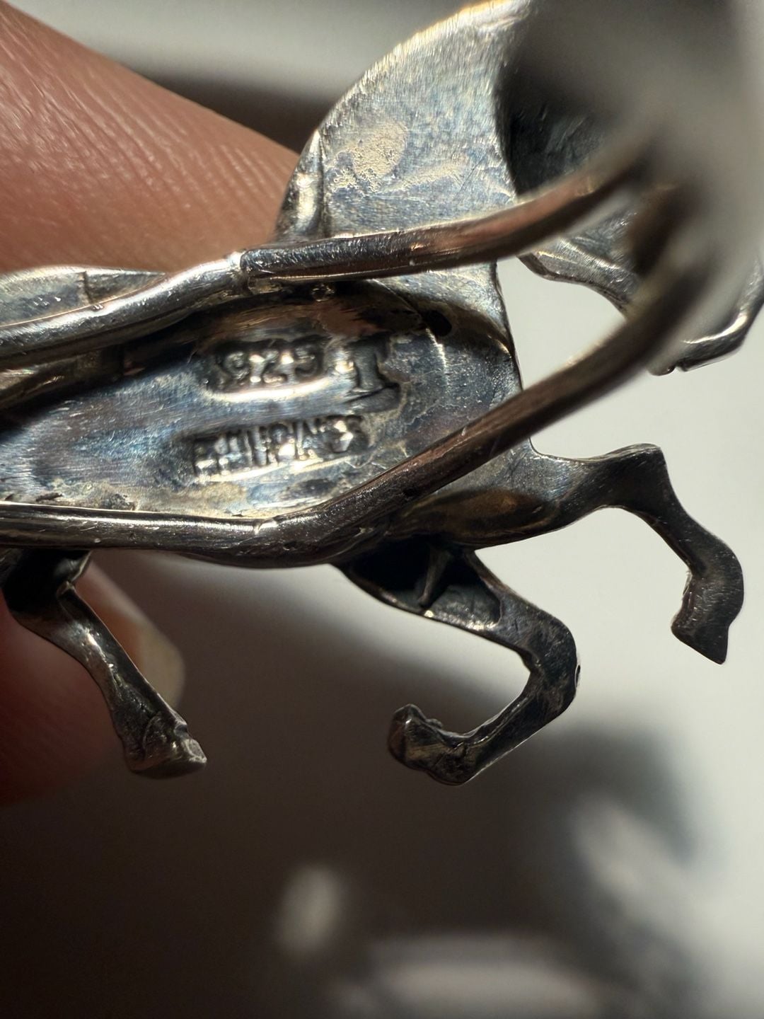 Philip's Sterling Silver Prancing Horse Opal Inlay Ring 7