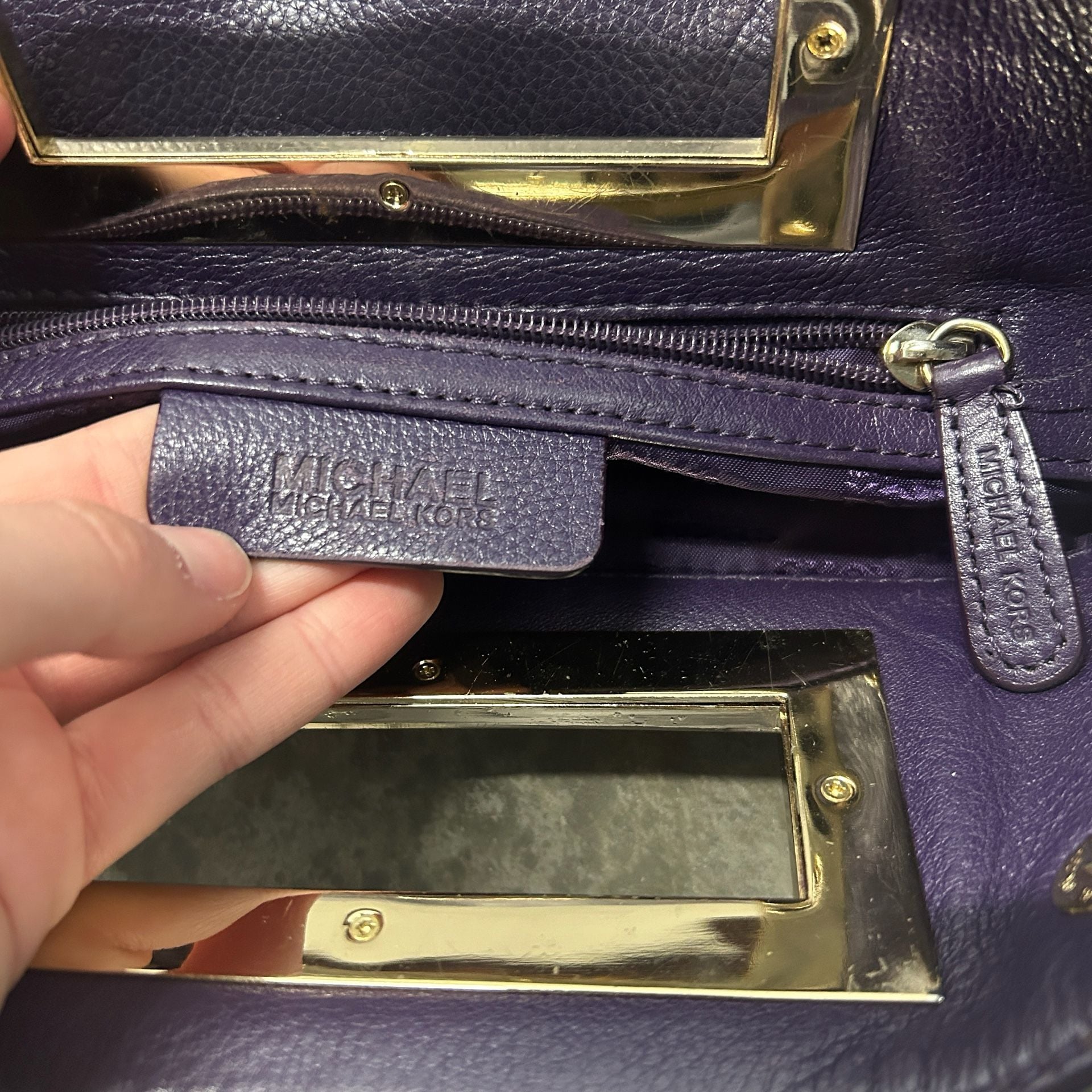 Michael Kors Berkley Purple Leather Clutch Handbag 4
