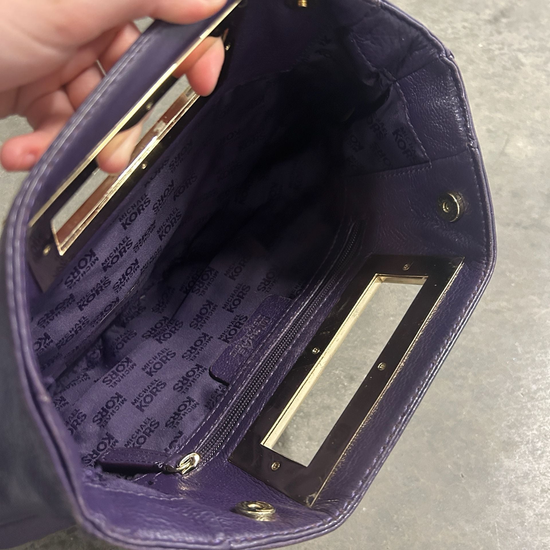 Michael Kors Berkley Purple Leather Clutch Handbag 5