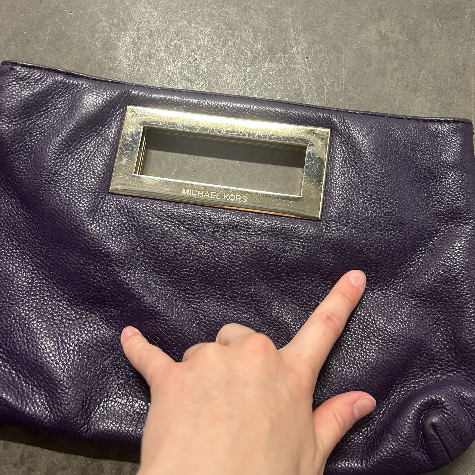 Michael Kors Berkley Purple Leather Clutch Handbag 7