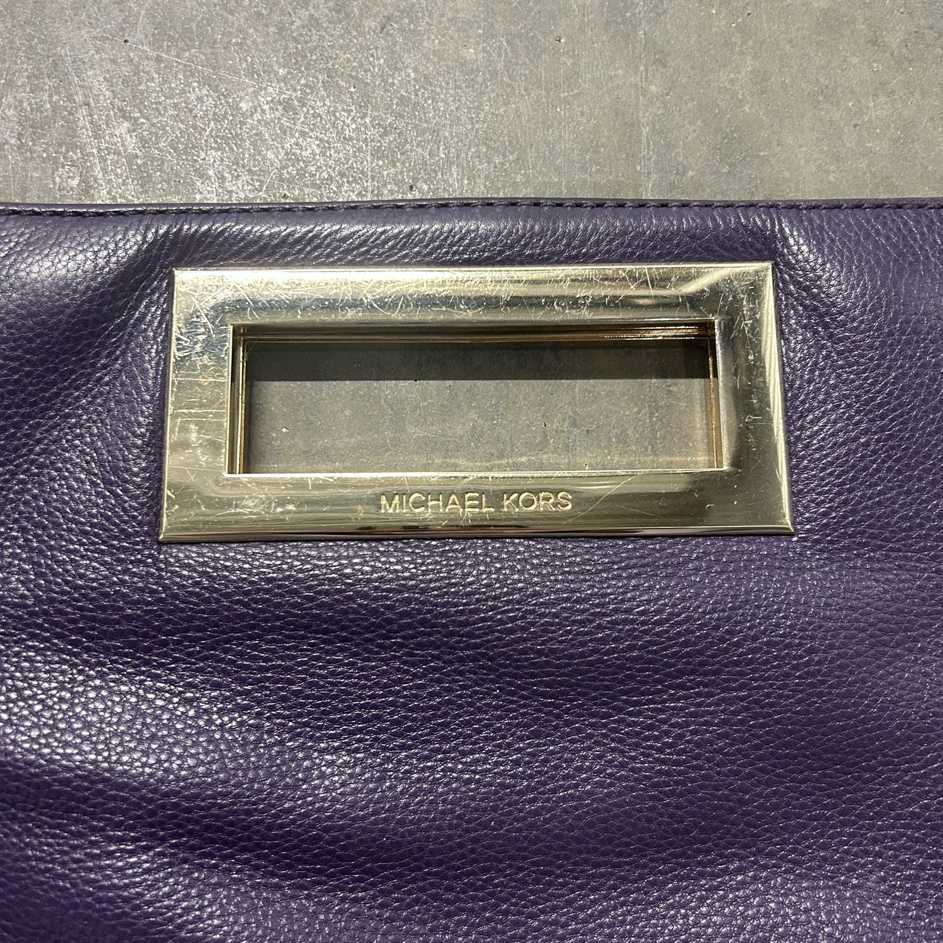 Michael Kors Berkley Purple Leather Clutch Handbag 9