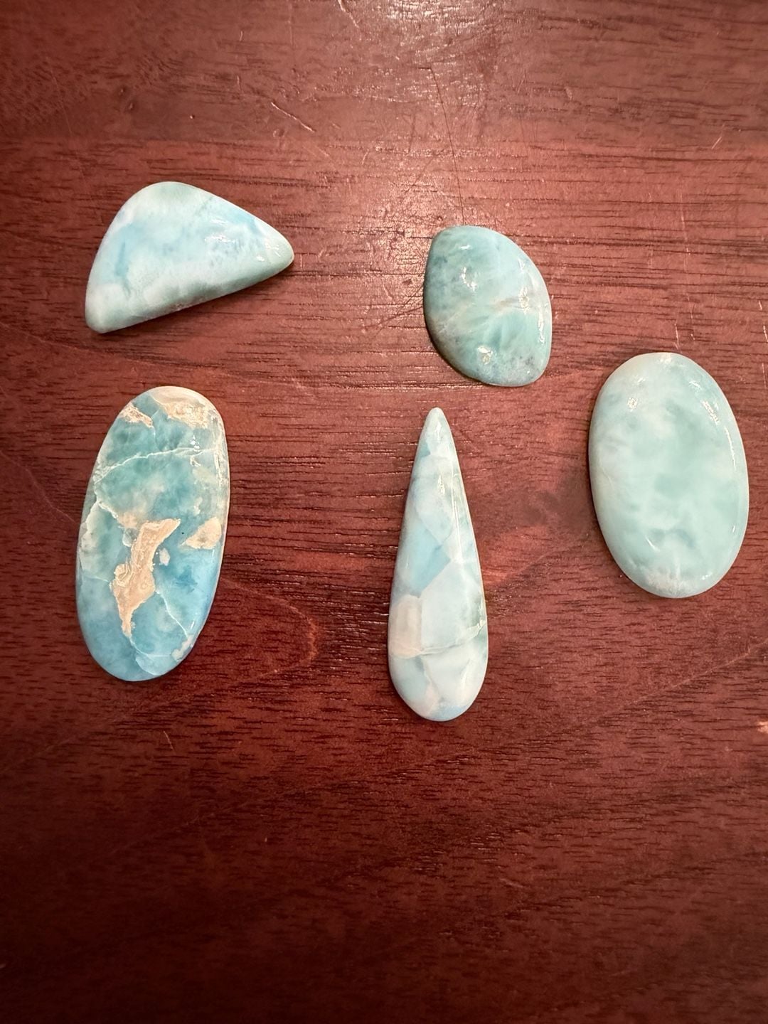 Natural Larimar Polished Cabochon Gemstones Lot of 5 1