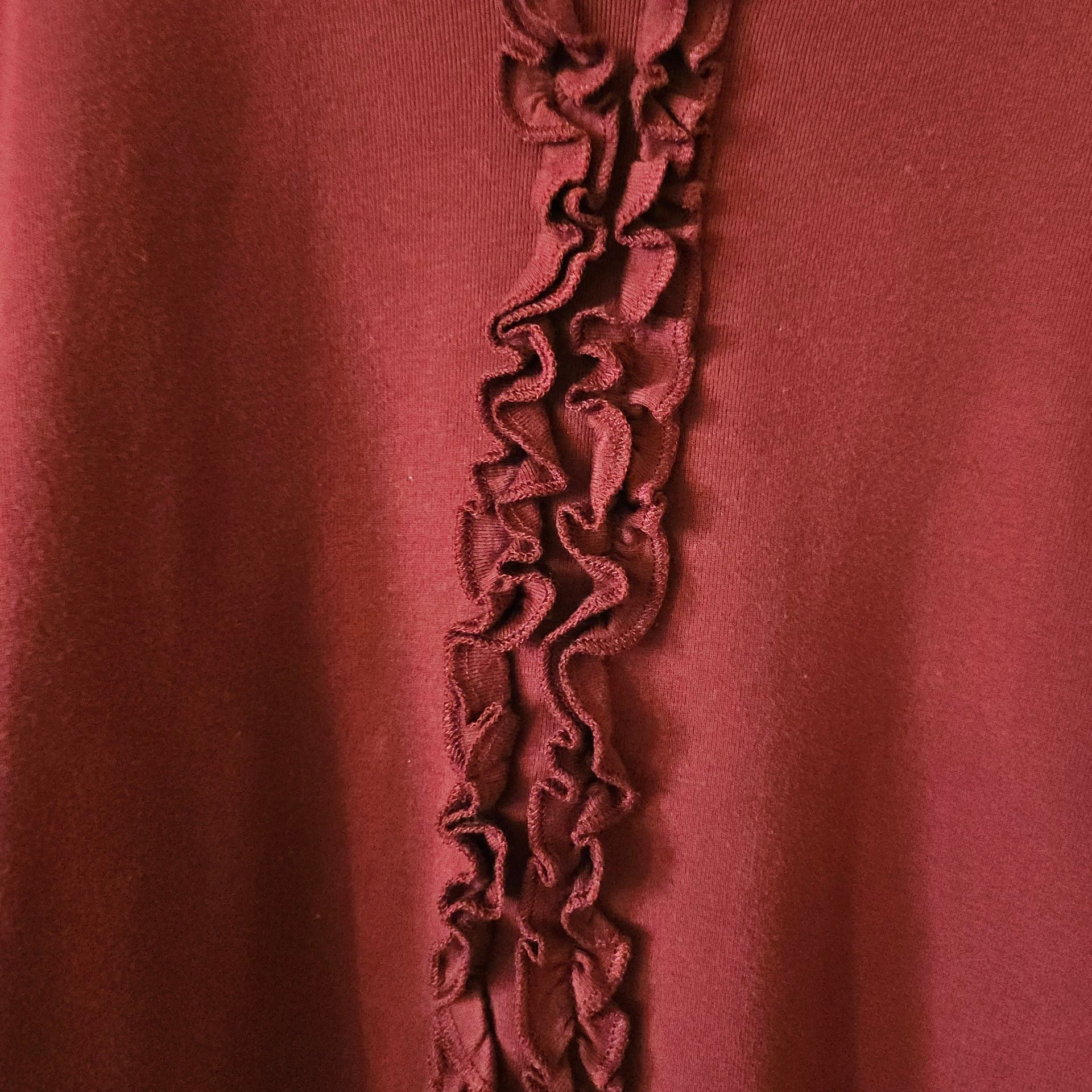 Bill Blass Ruffle Top Burgundy 274 5