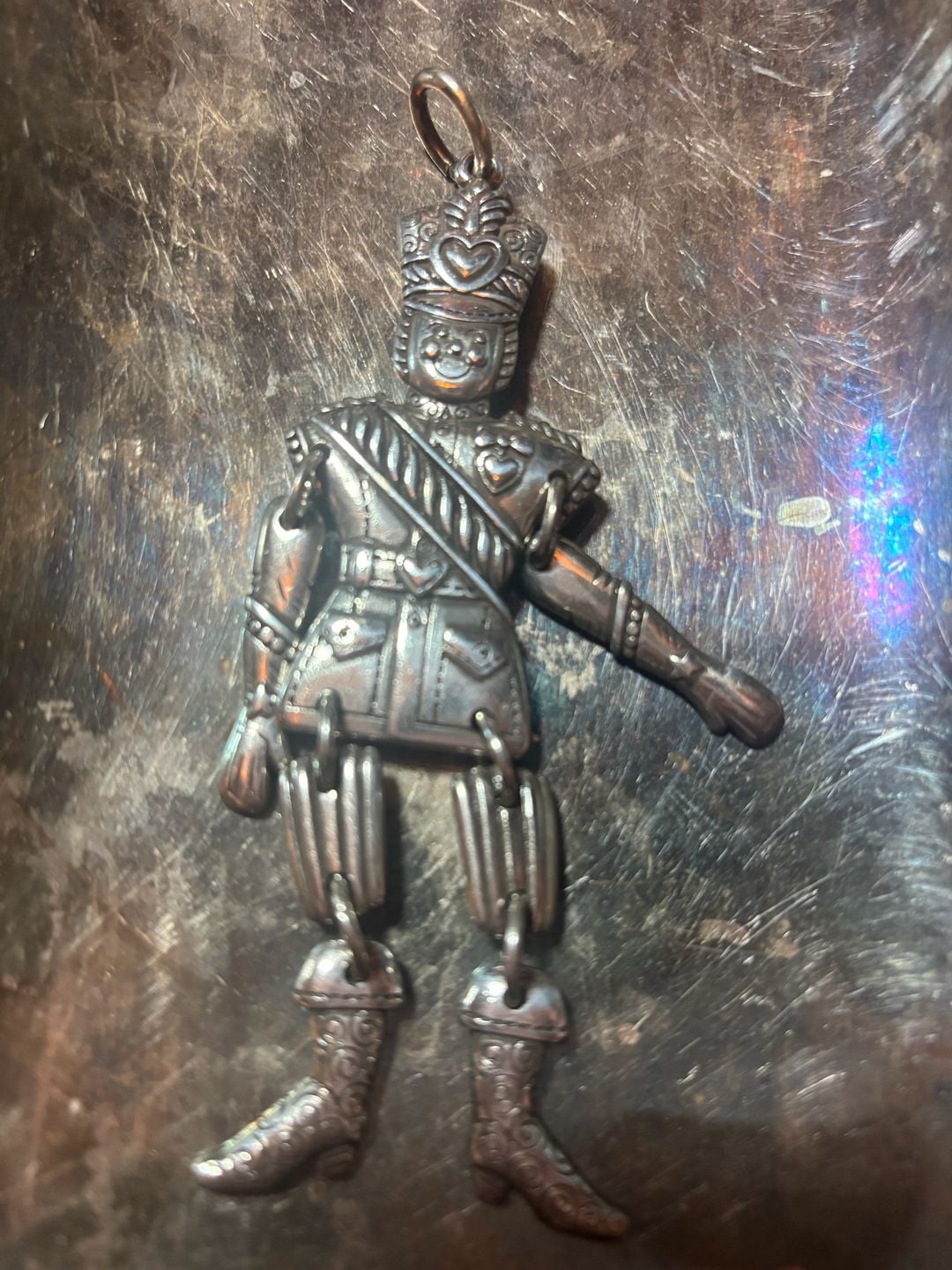 Brighton 1999 Toy Soldier Pendant Silver Plated Jointed 2