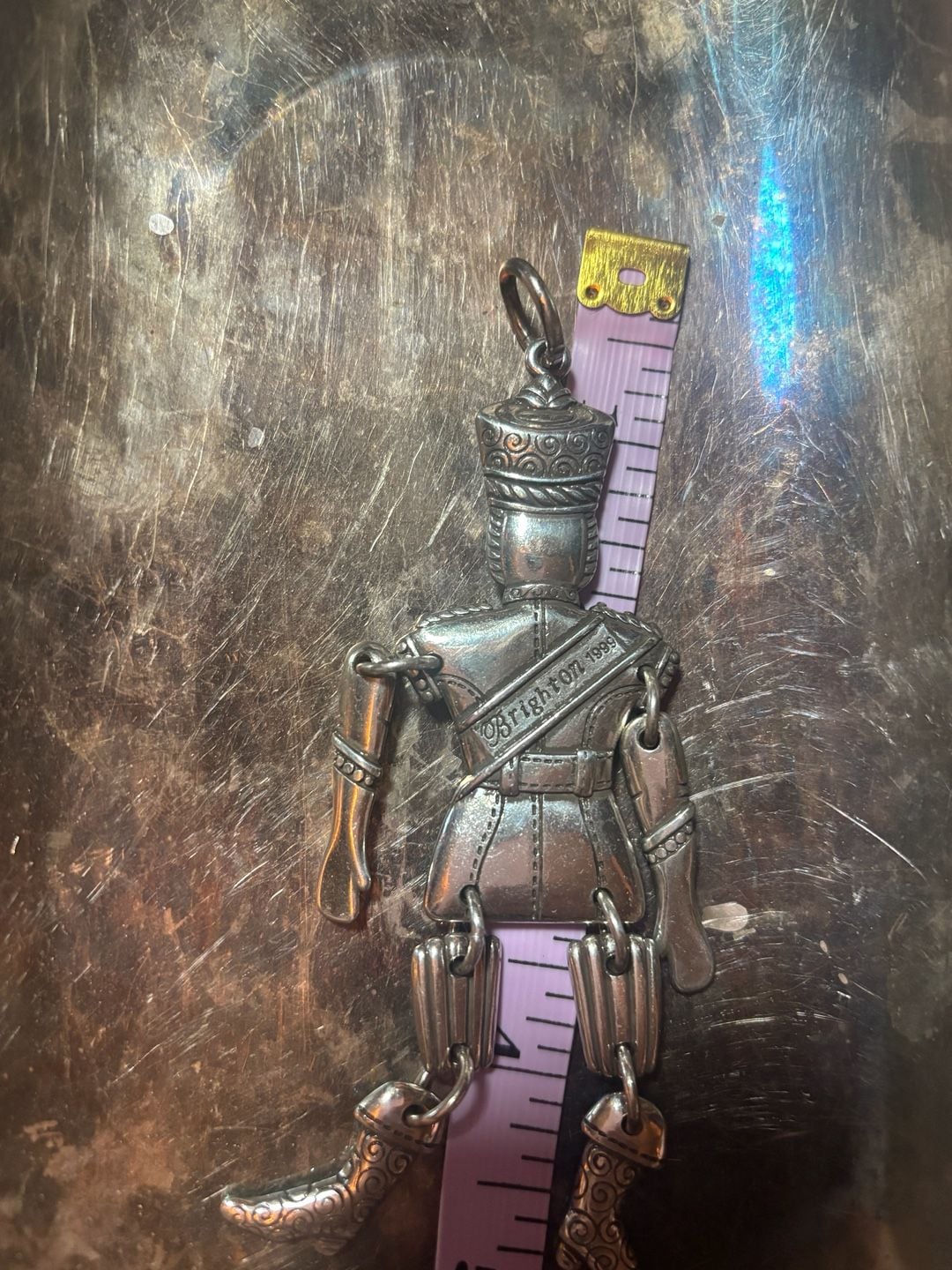 Brighton 1999 Toy Soldier Pendant Silver Plated Jointed 3