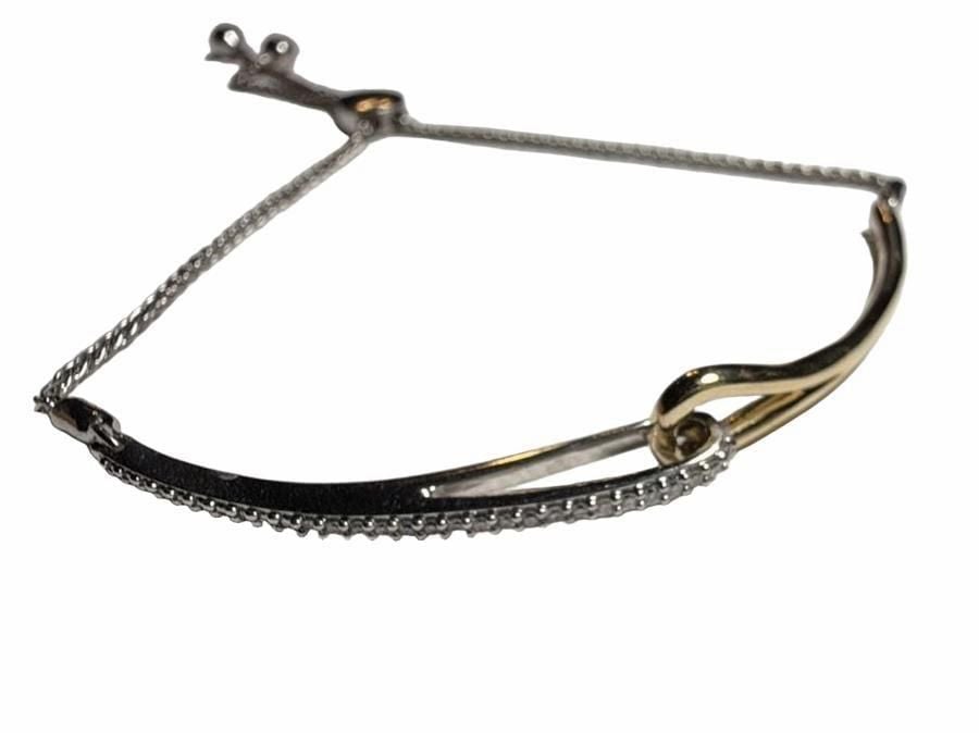 Two-Tone Curved Slider Bracelet Silver And Gold 4