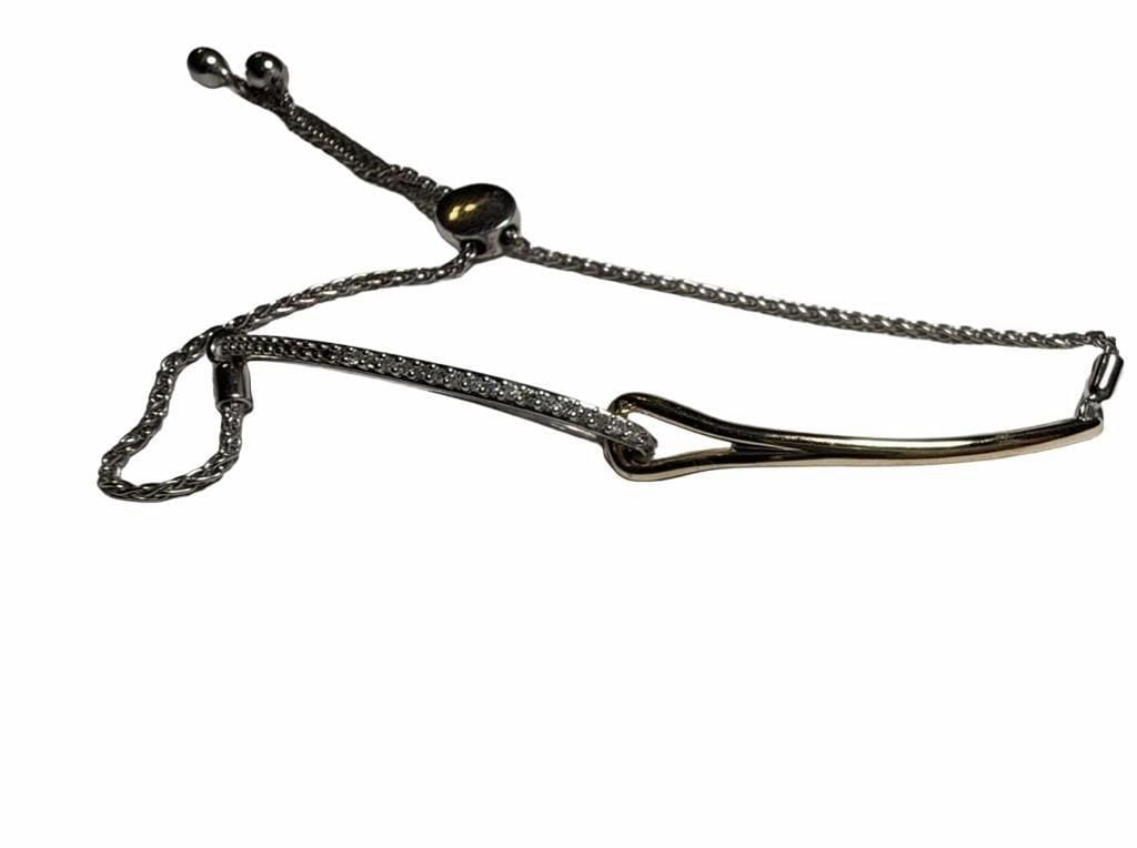 Two-Tone Curved Slider Bracelet Silver And Gold 6