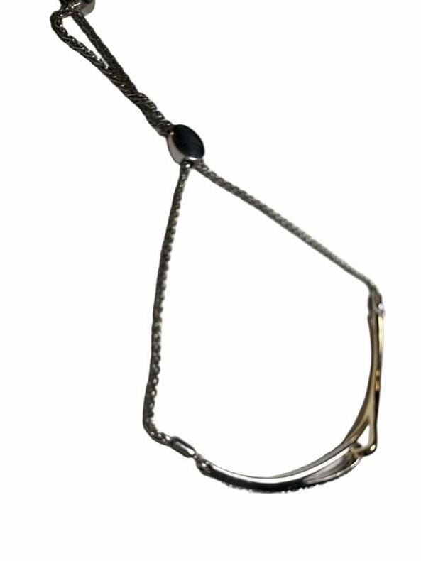 Two-Tone Curved Slider Bracelet Silver And Gold 5