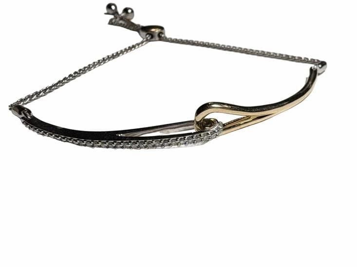 Two-Tone Curved Slider Bracelet Silver And Gold 2
