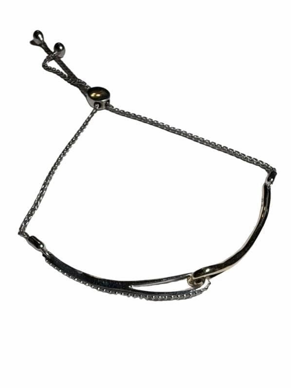 Two-Tone Curved Slider Bracelet Silver And Gold 3