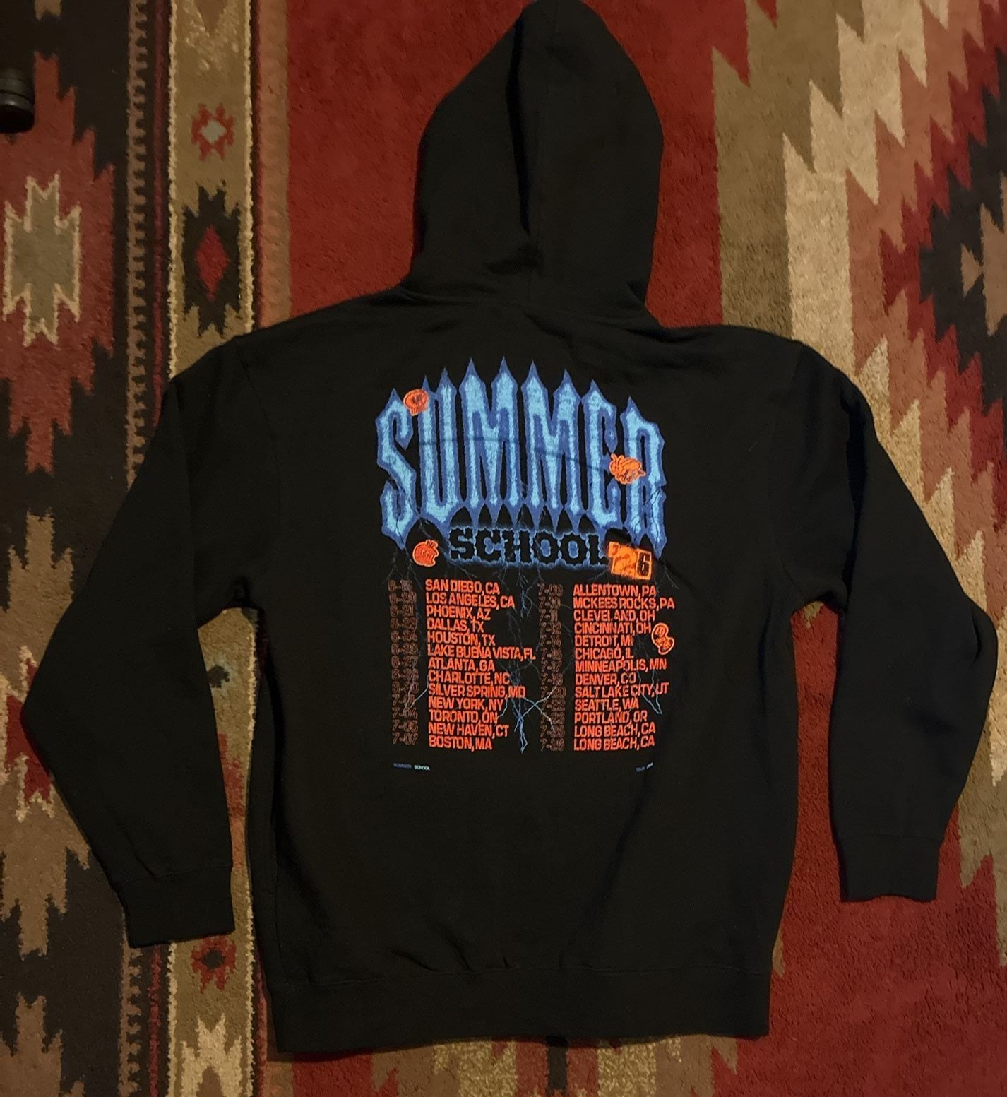 Summer School Tour 2024 Hoodie Size X-Large Black Graphic Pullover 5