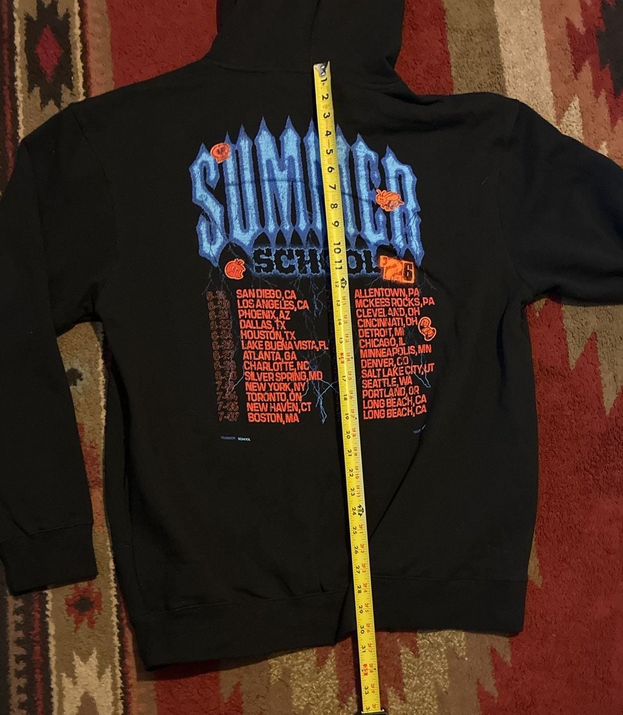 Summer School Tour 2024 Hoodie Size X-Large Black Graphic Pullover 8