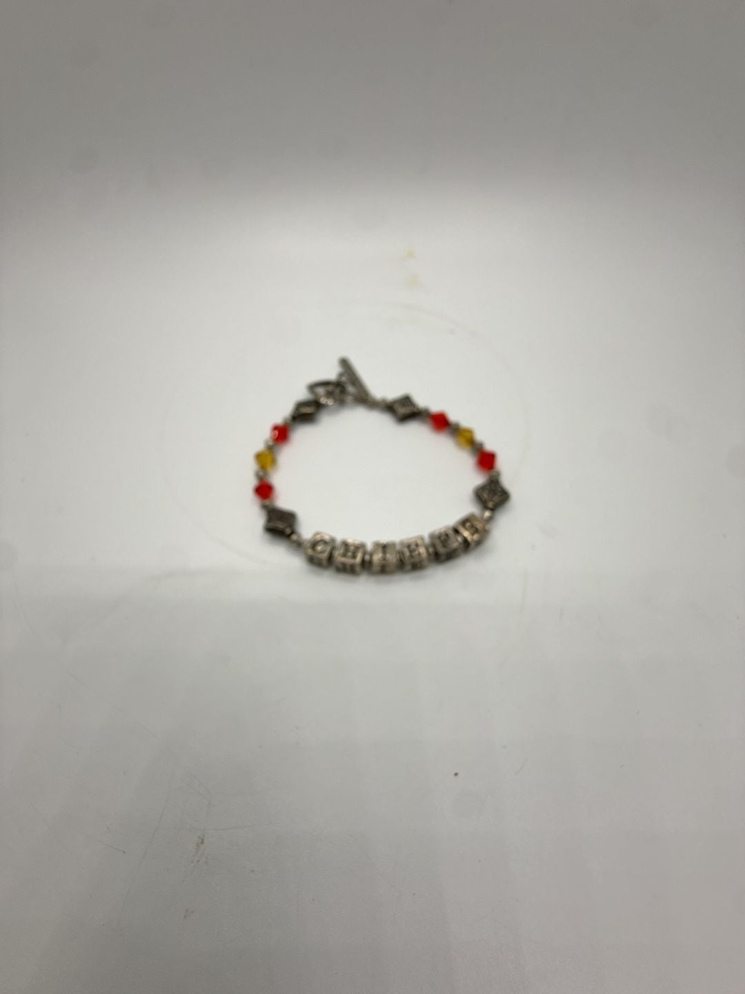 Kansas City Chiefs Beaded Crystal Toggle Bracelet Red Yellow Silver 6