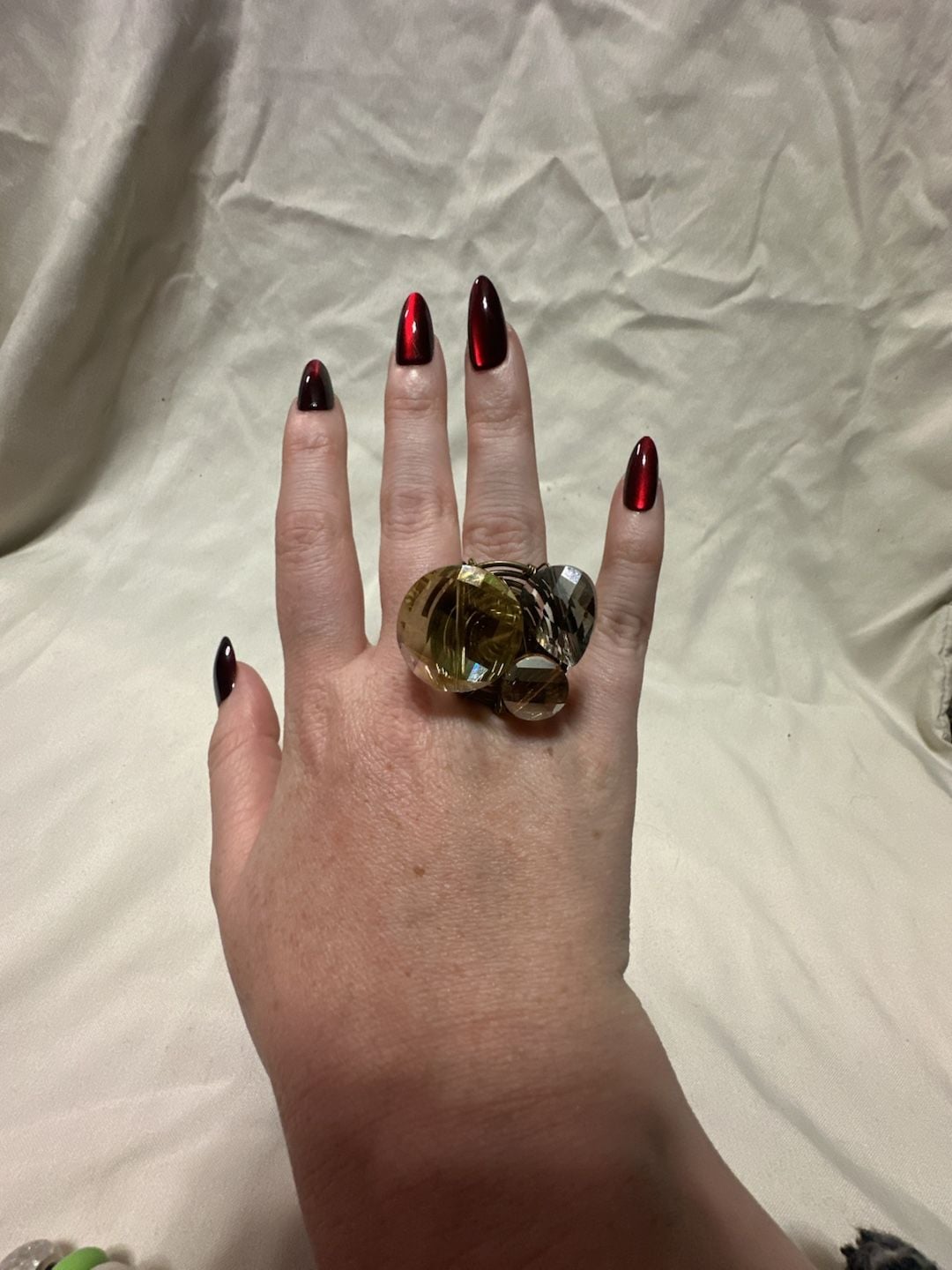 Pannee Genuine Stone Statement Ring Multi Stone Yellow Wire Adjustable 2