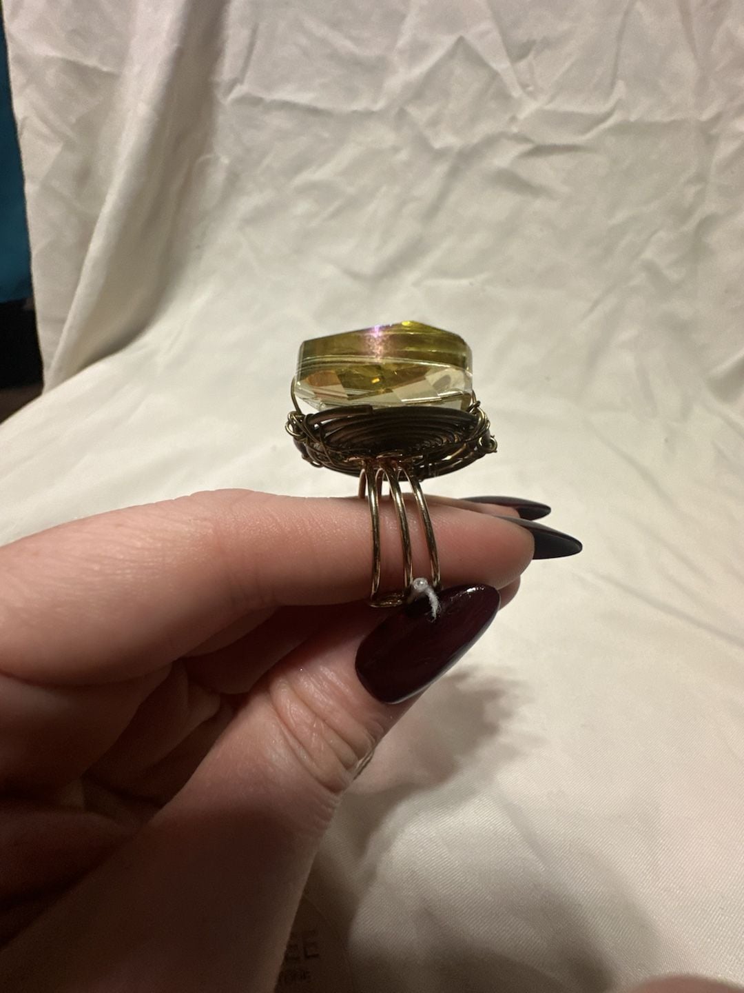 Pannee Genuine Stone Statement Ring Multi Stone Yellow Wire Adjustable 4