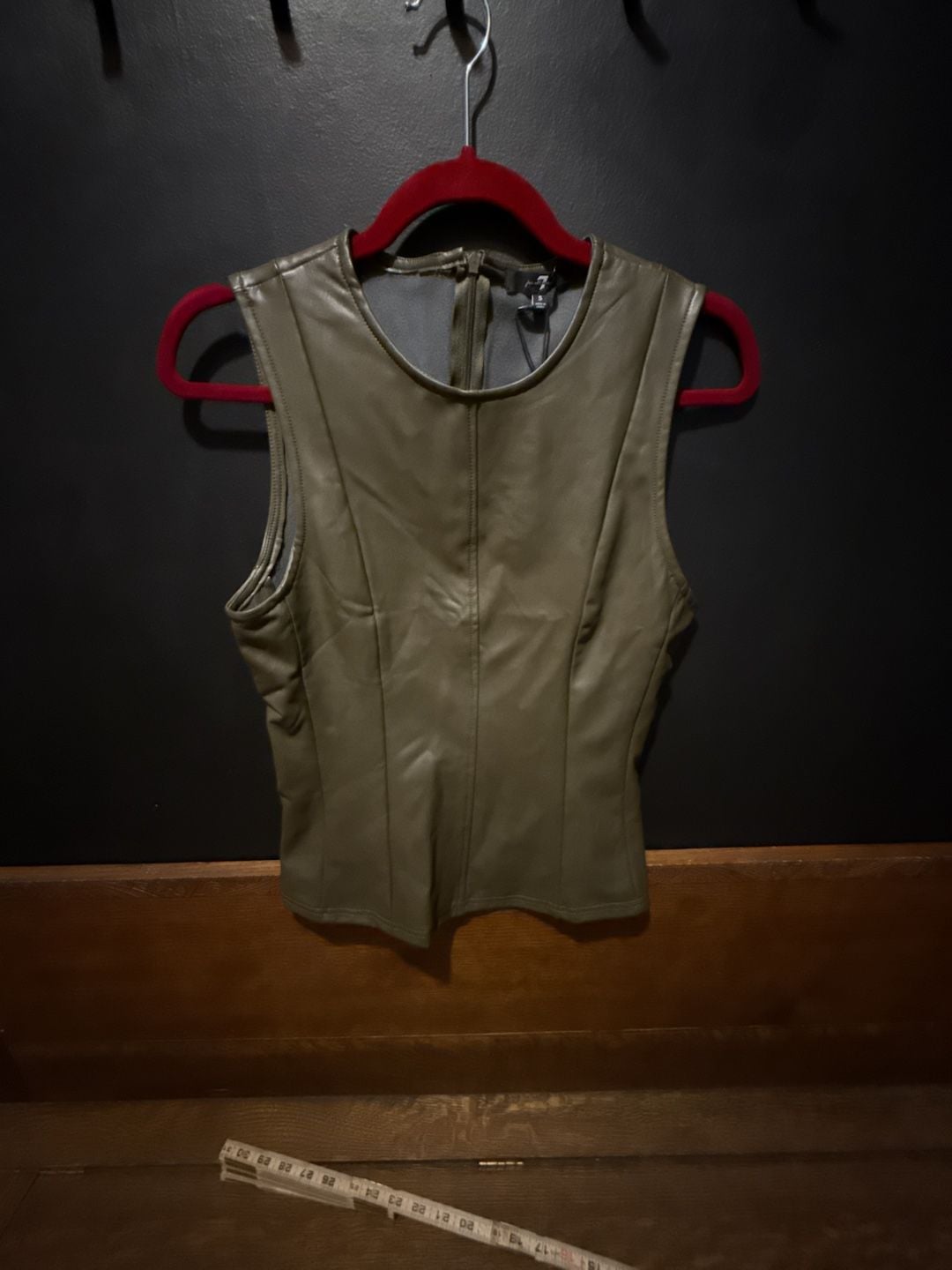 7 For All Mankind Faux Leather Tank Top Size S Green 2