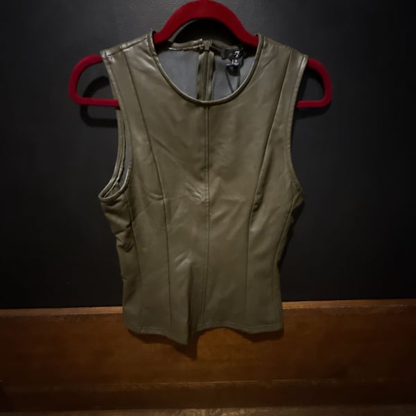 7 For All Mankind Faux Leather Tank Top Size S Green
