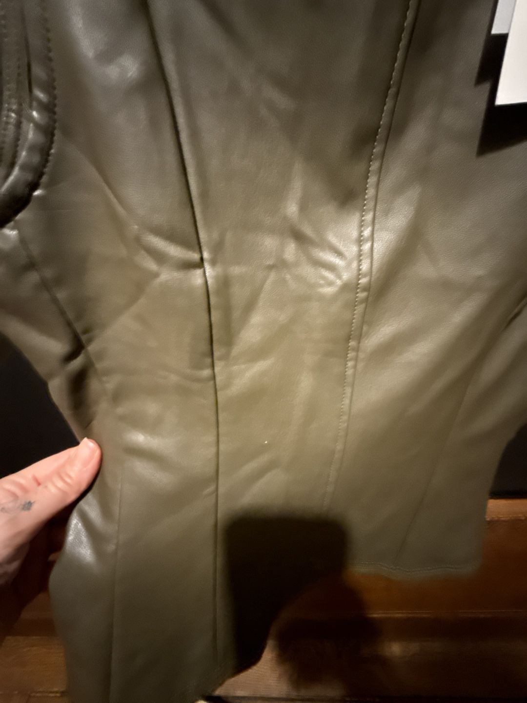 7 For All Mankind Faux Leather Tank Top Size S Green 5