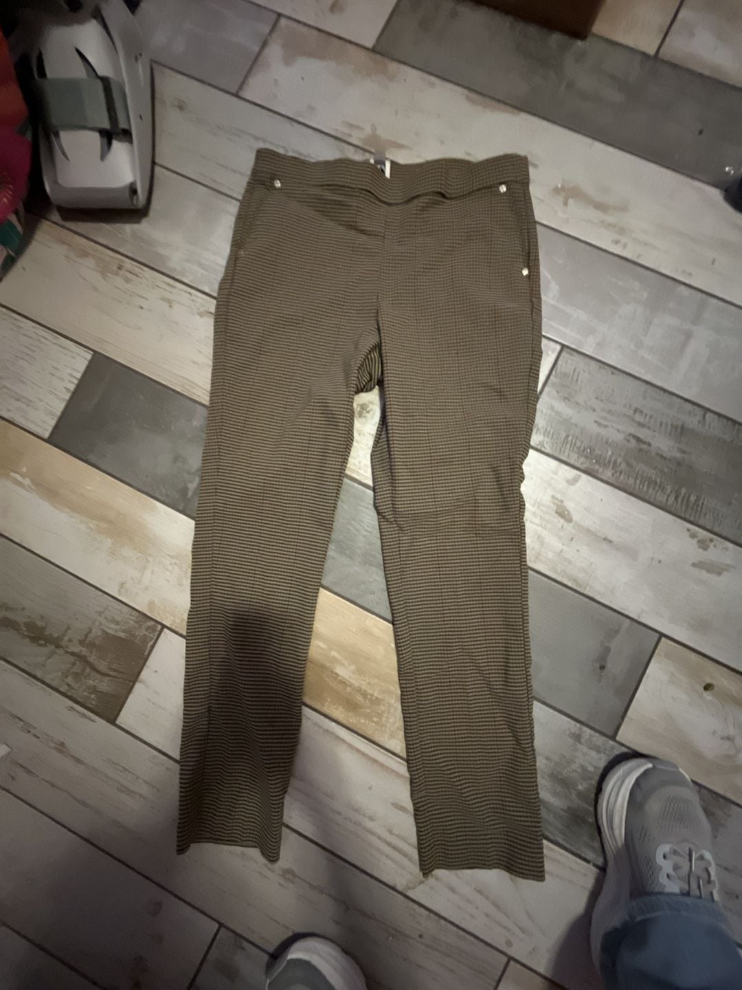 Anne Klein Plaid Pull On Pants Brown 2
