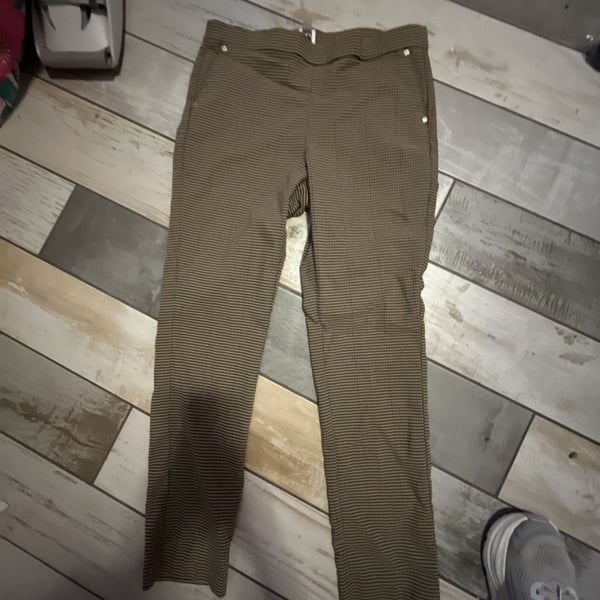 Anne Klein Plaid Pull On Pants Brown