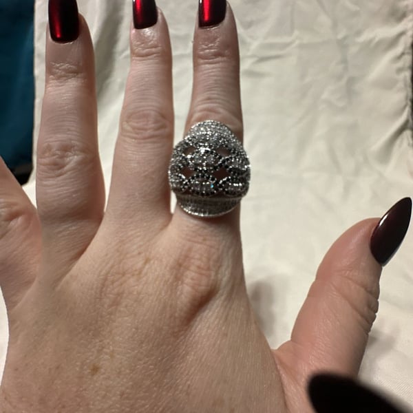 Unbranded Pavé CZ Dome Hollow Silver Cocktail Ring Size 7