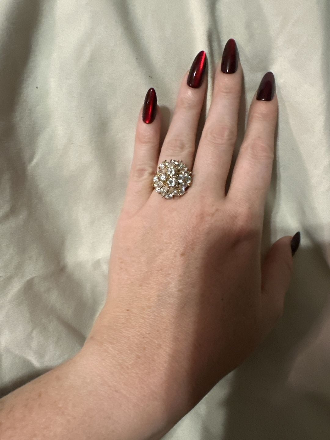 Gold Plated CZ Cluster Cocktail Ring 925 1