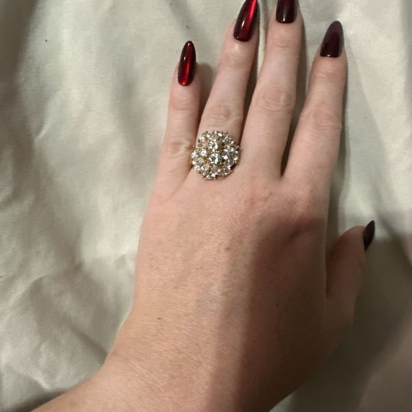 Gold Plated CZ Cluster Cocktail Ring 925
