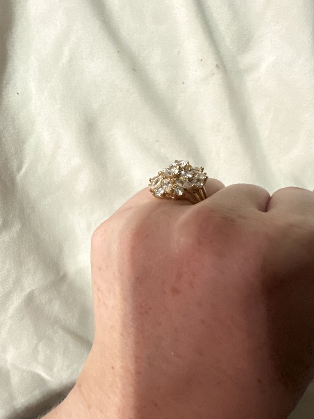 Gold Plated CZ Cluster Cocktail Ring 925 4