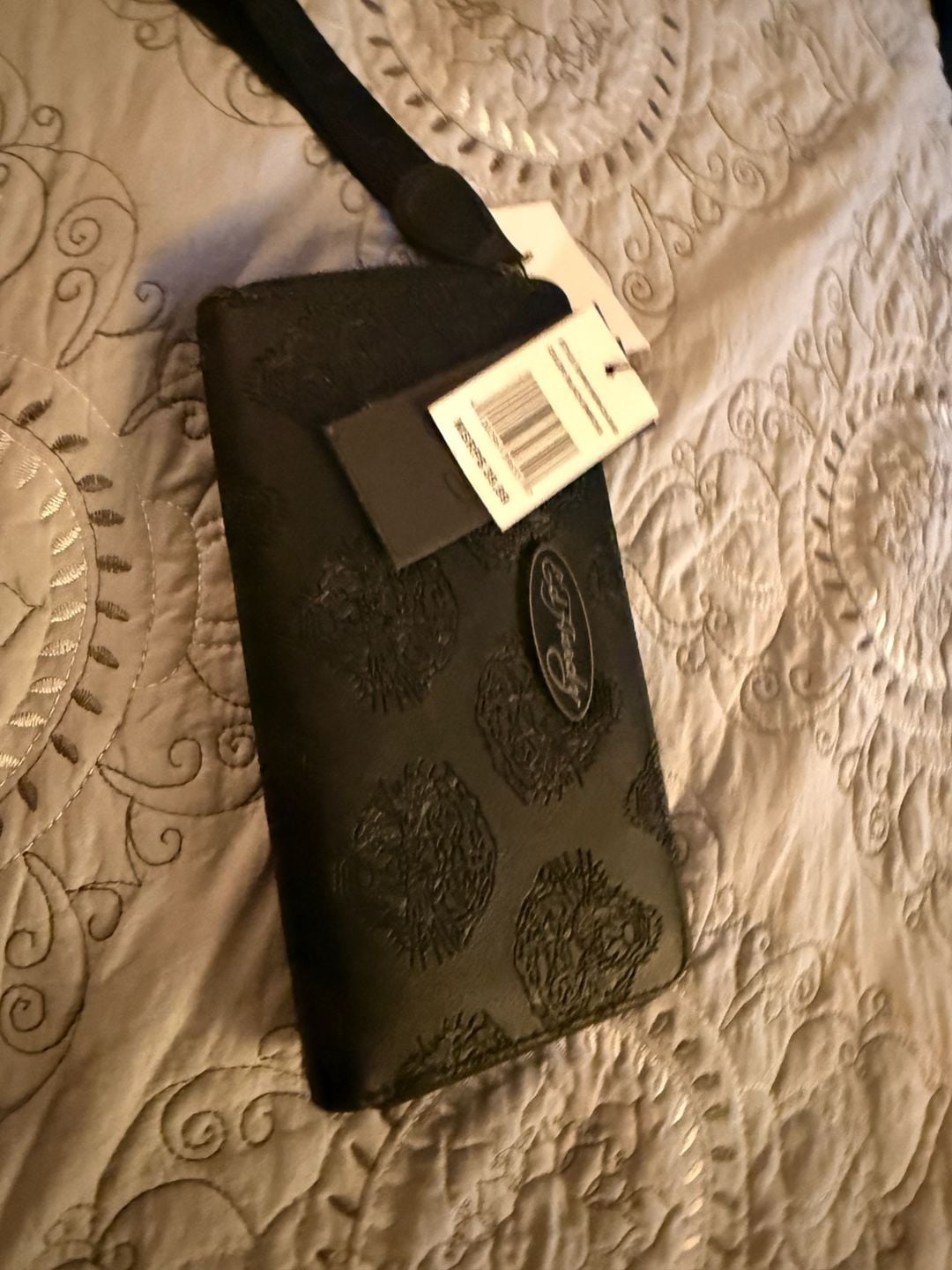 Ed Hardy Embossed Tiger Zip Around Wristlet Wallet Black 2