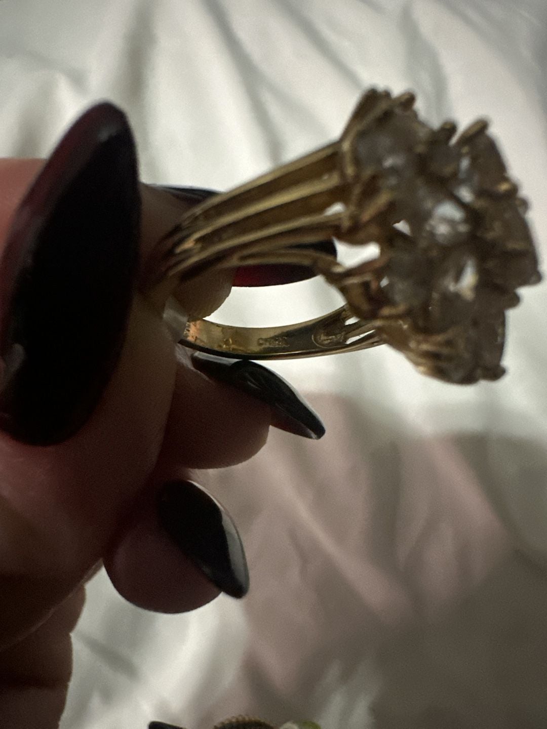 Gold Plated CZ Cluster Cocktail Ring 925 6